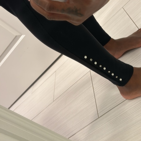 Tight Fitted Black Pants with Pearl Design - Picture 5 of 5